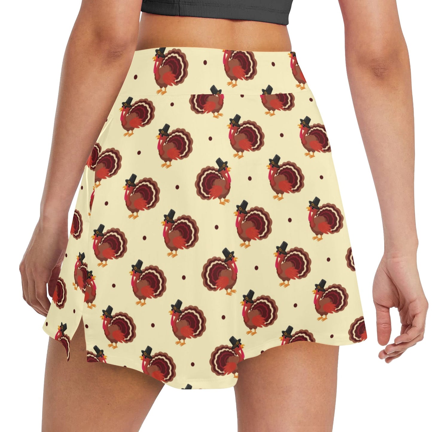 Thanksgiving Print Design LKS3010 17" Golf & Pickleball Skort with Pockets