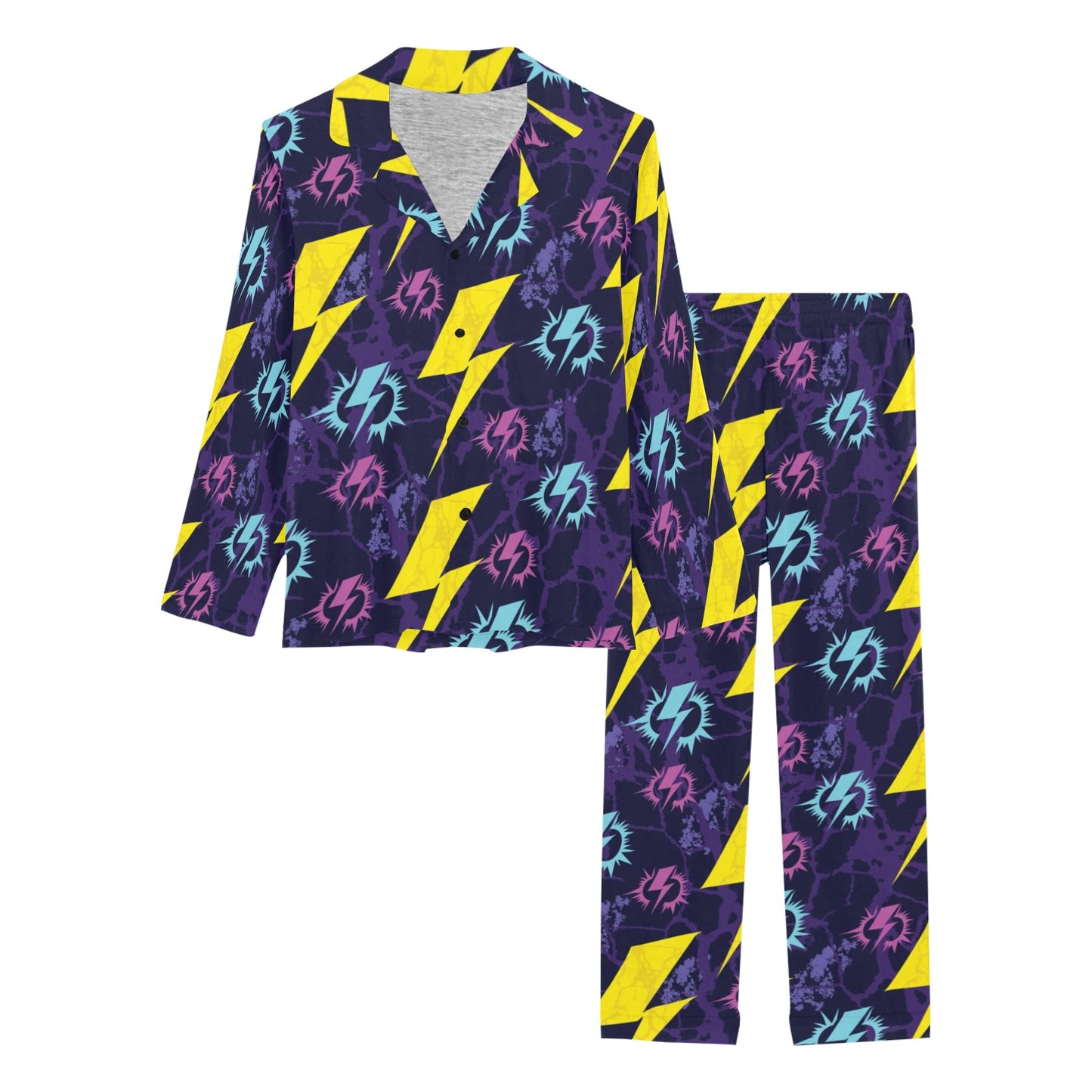 Lightning Thunder Pattern Print Design 01 Women's Long Pajama Set