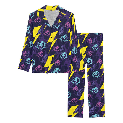 Lightning Thunder Pattern Print Design 01 Women's Long Pajama Set