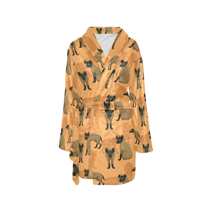 Hyena Pattern Print Design 01 Women's Fleece Robe