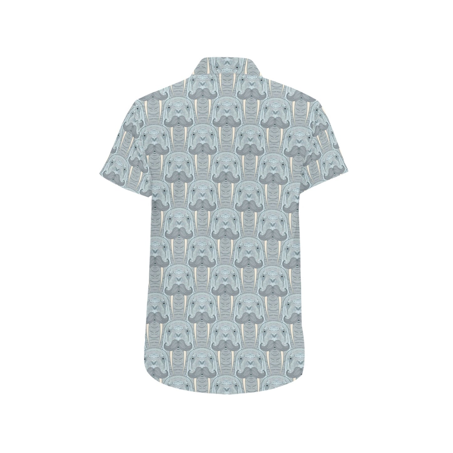 Walrus Print Design LKS402 Men Short Sleeve Button Up Shirt