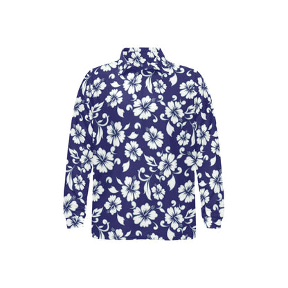 Hibiscus Pattern Print Design HB010 Long Sleeve Polo Shirt For Men's