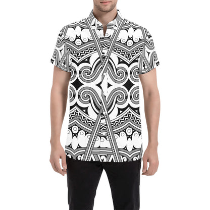 Samoan Pattern Print Design LKS302 Men Short Sleeve Button Up Shirt