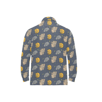 Safari Elephant Lion Print Design LKS303 Long Sleeve Polo Shirt For Men's