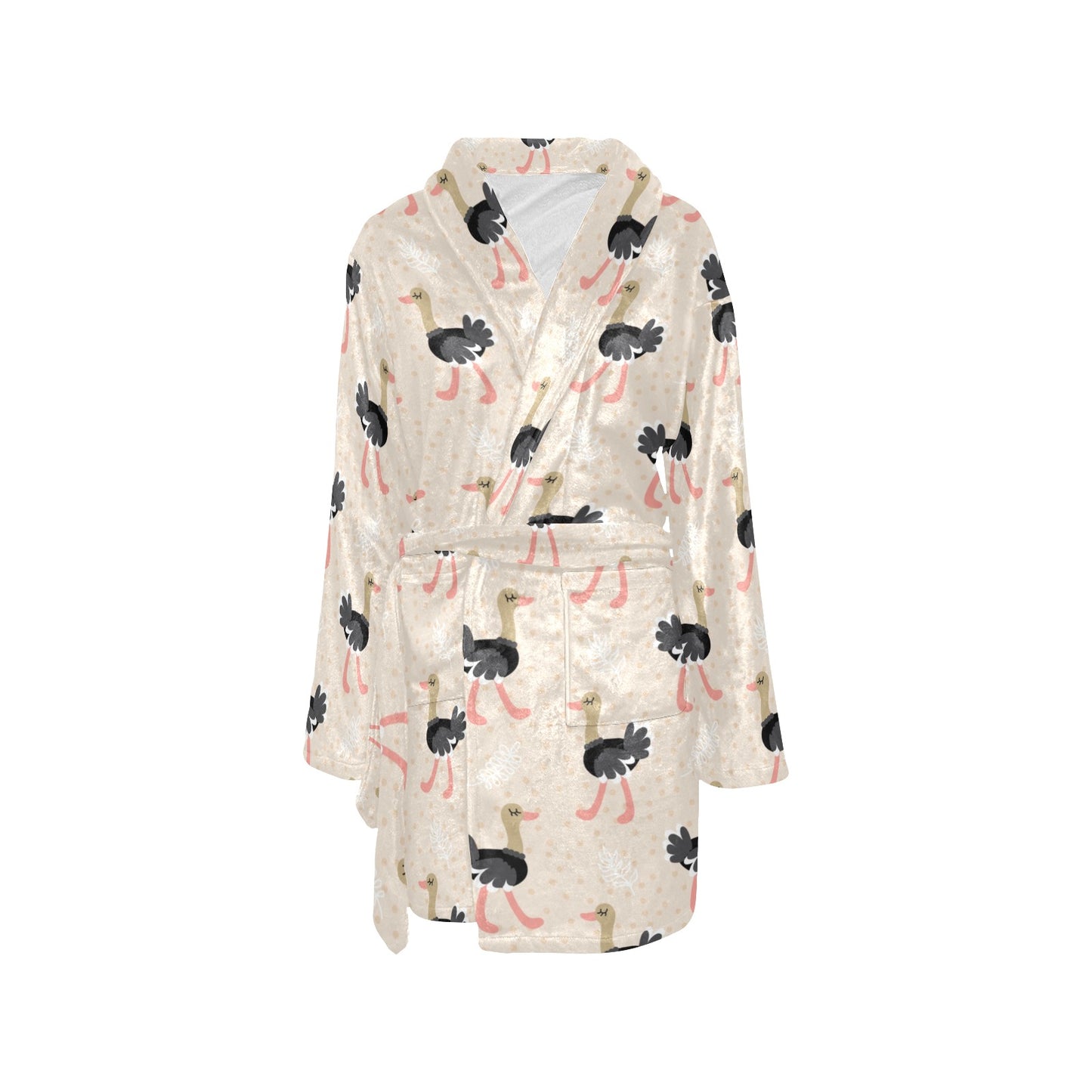 Ostrich Pattern Print Design 02 Women's Fleece Robe