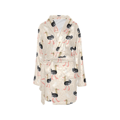 Ostrich Pattern Print Design 02 Women's Fleece Robe