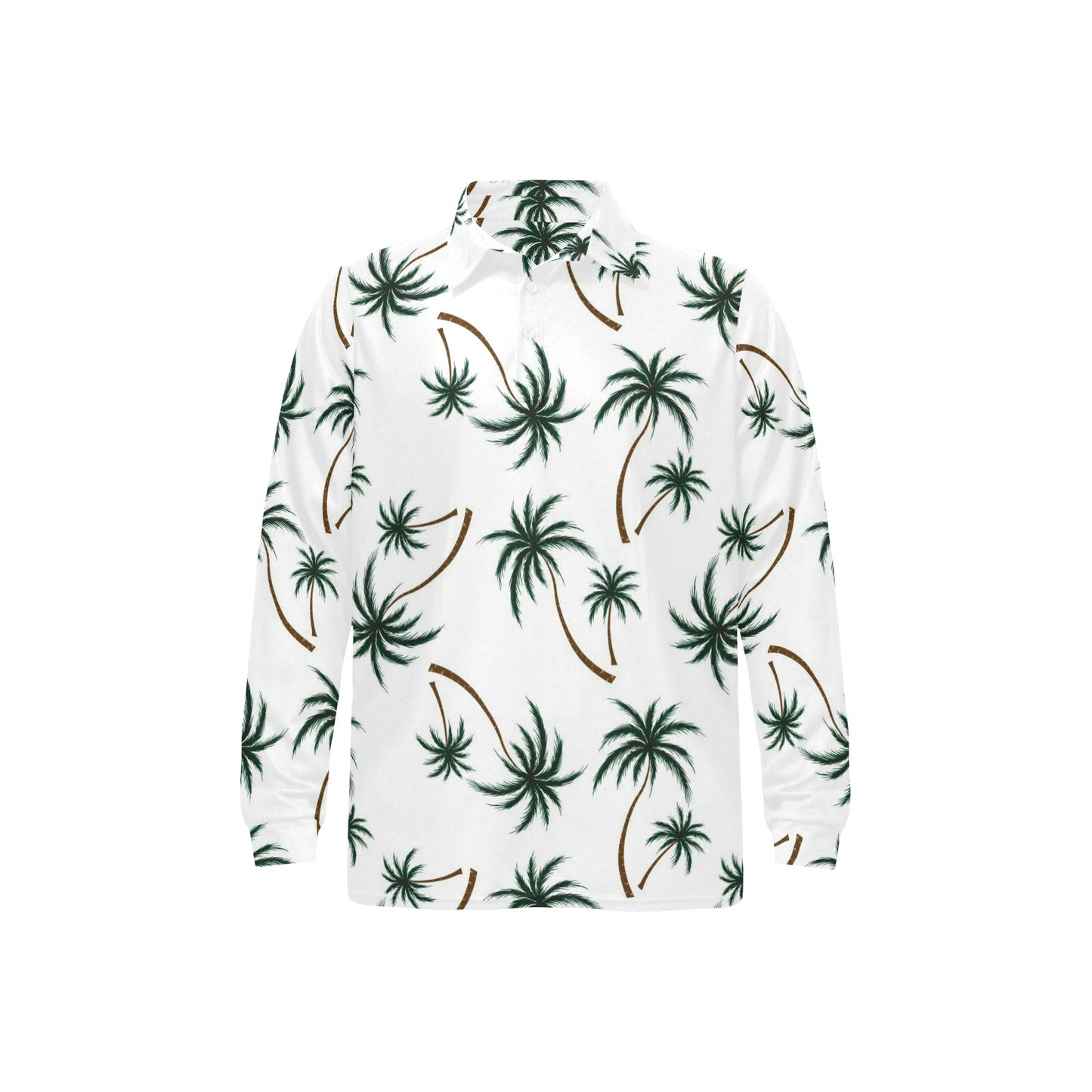 Palm Tree Pattern Print Design PT07 Long Sleeve Polo Shirt For Men's