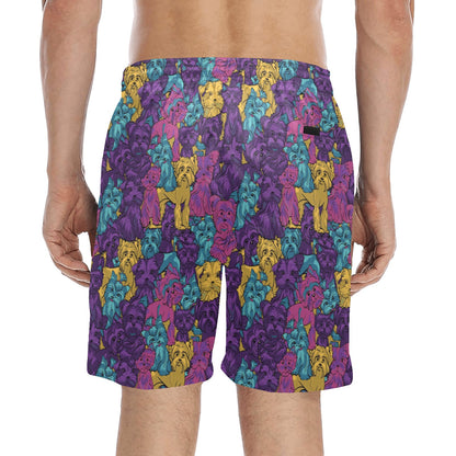 Yorkshire Terriers Print Design LKS3010 Men's Swim Trunks Beach Shorts