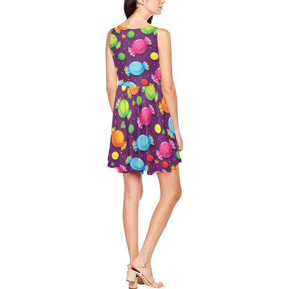 Candy Pattern Print Design CA05 Sleeveless Dress