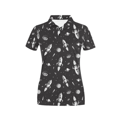 Space Rocket Print Design LKS303 Women's Polo Shirt