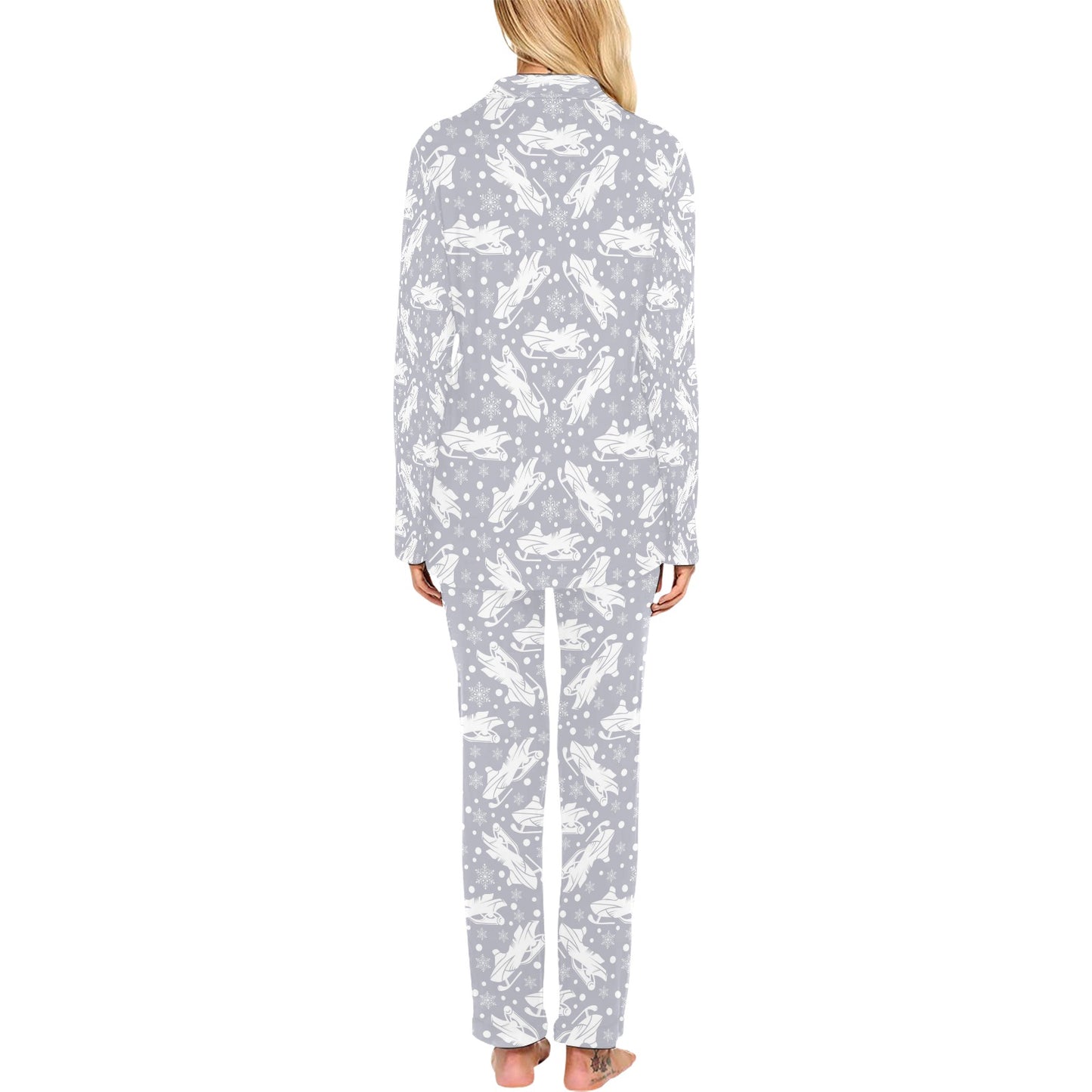 Snowmobile Print Design LKS302 Women's Long Pajama Set