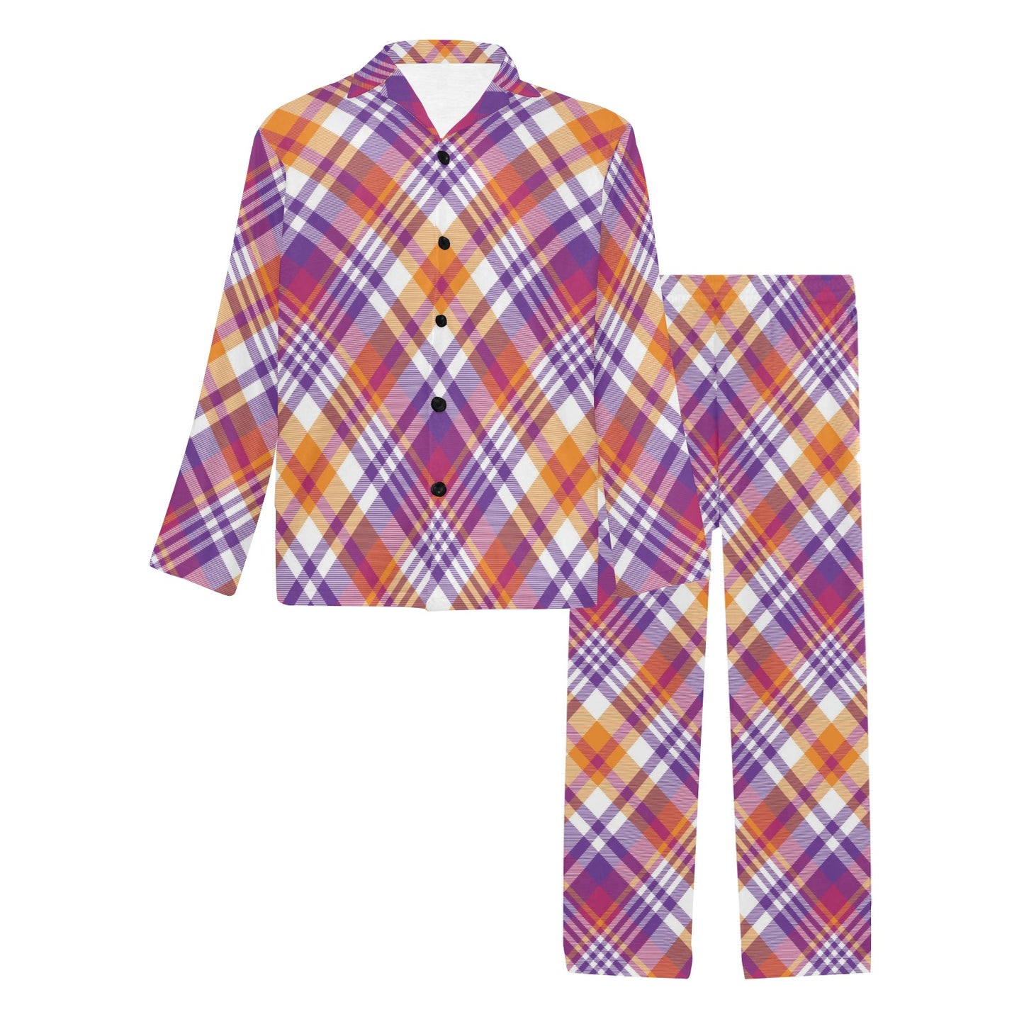 Madras Pattern Print Design 02 Men's Long Pajama Set