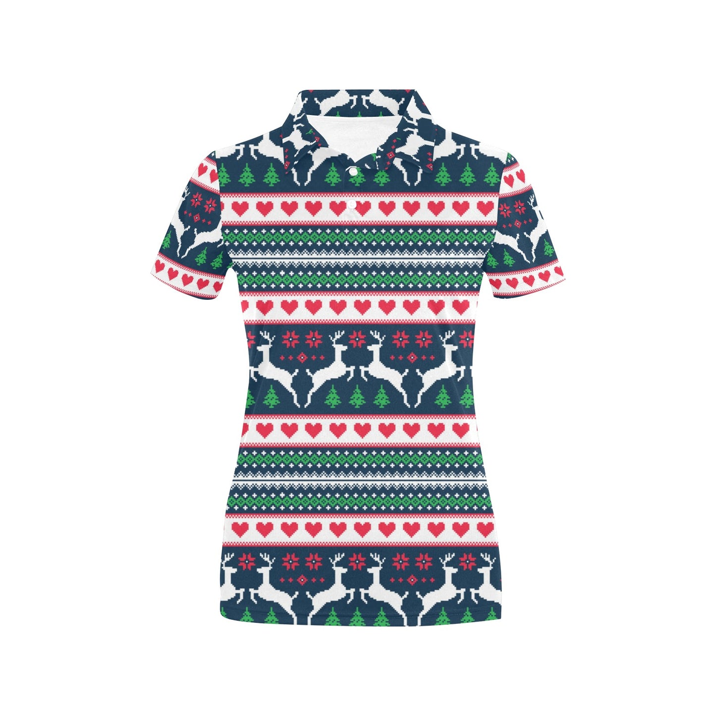Reindeer Pattern Print Design 03 Women's Polo Shirt