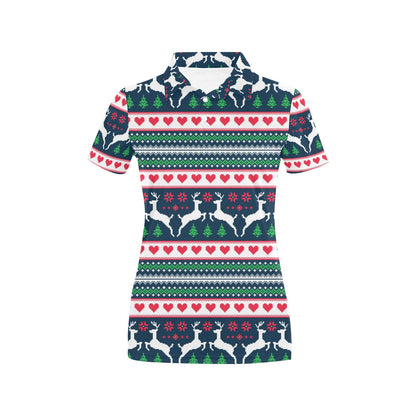 Reindeer Pattern Print Design 03 Women's Polo Shirt