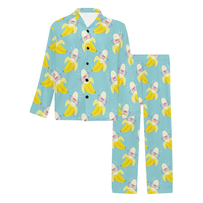 Banana Pattern Print Design BA07 Men's Long Pajama Set