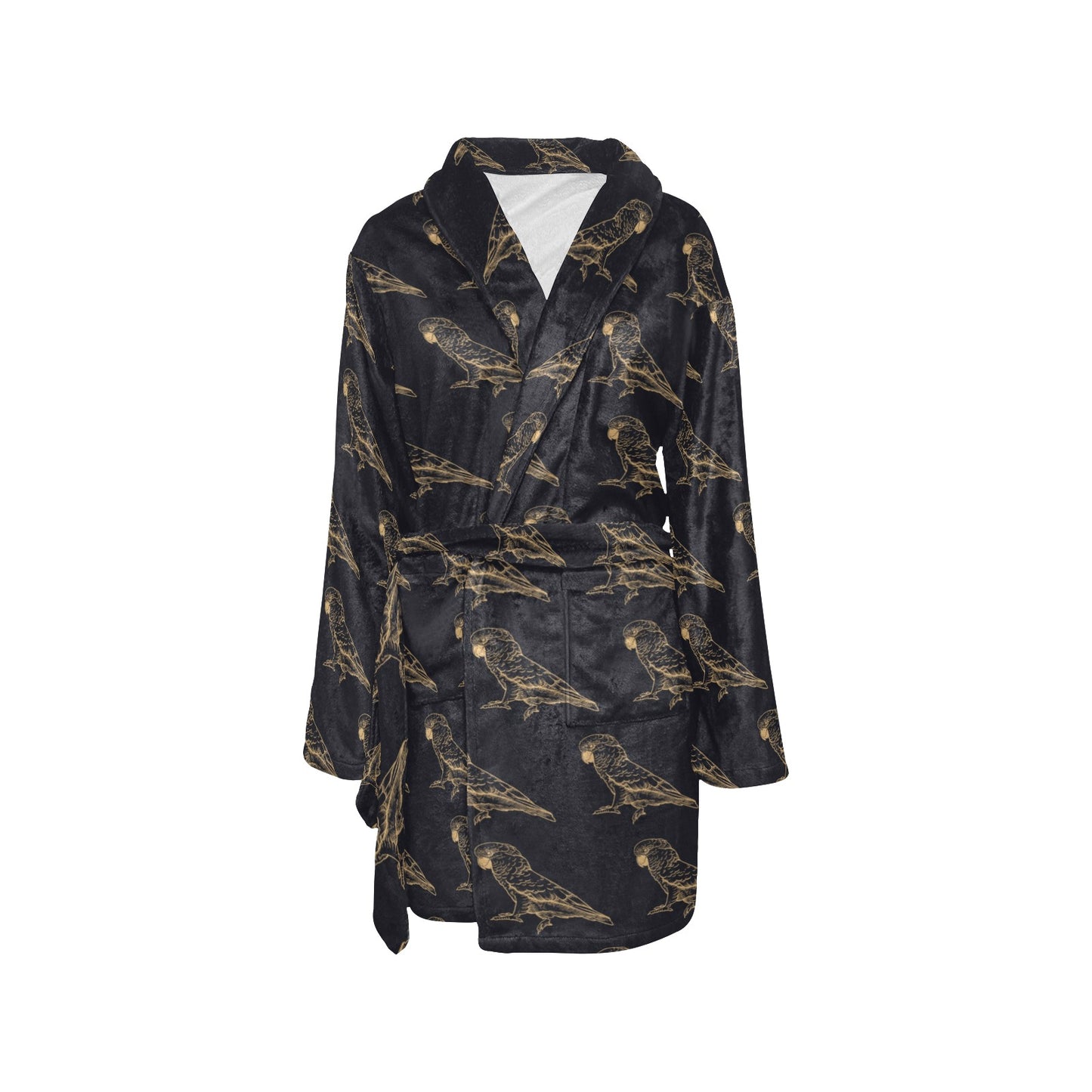 Parakeet Pattern Print Design A04 Women's Fleece Robe