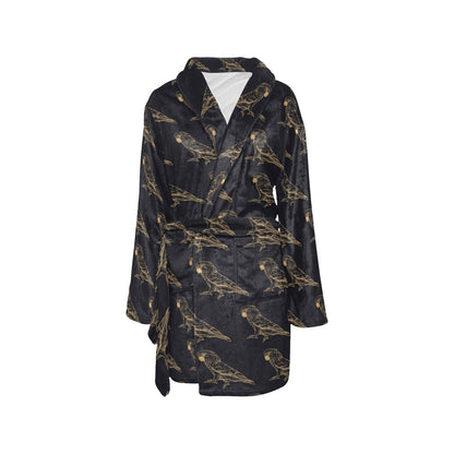 Parakeet Pattern Print Design A04 Women's Fleece Robe
