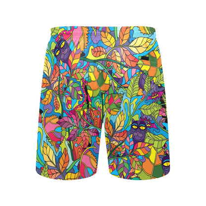 Psychedelic Trippy Flower Print Men's Swim Trunks Beach Shorts