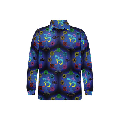 Chakra Zen Yoga OM Long Sleeve Polo Shirt For Men's