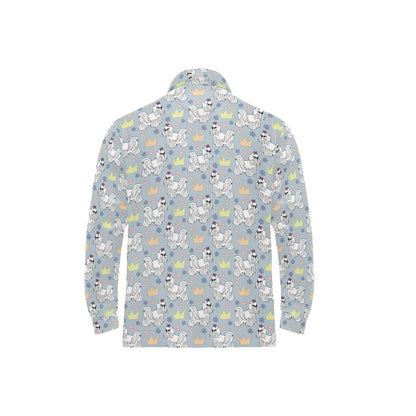 Maltese Pattern Print Design 04 Long Sleeve Polo Shirt For Men's