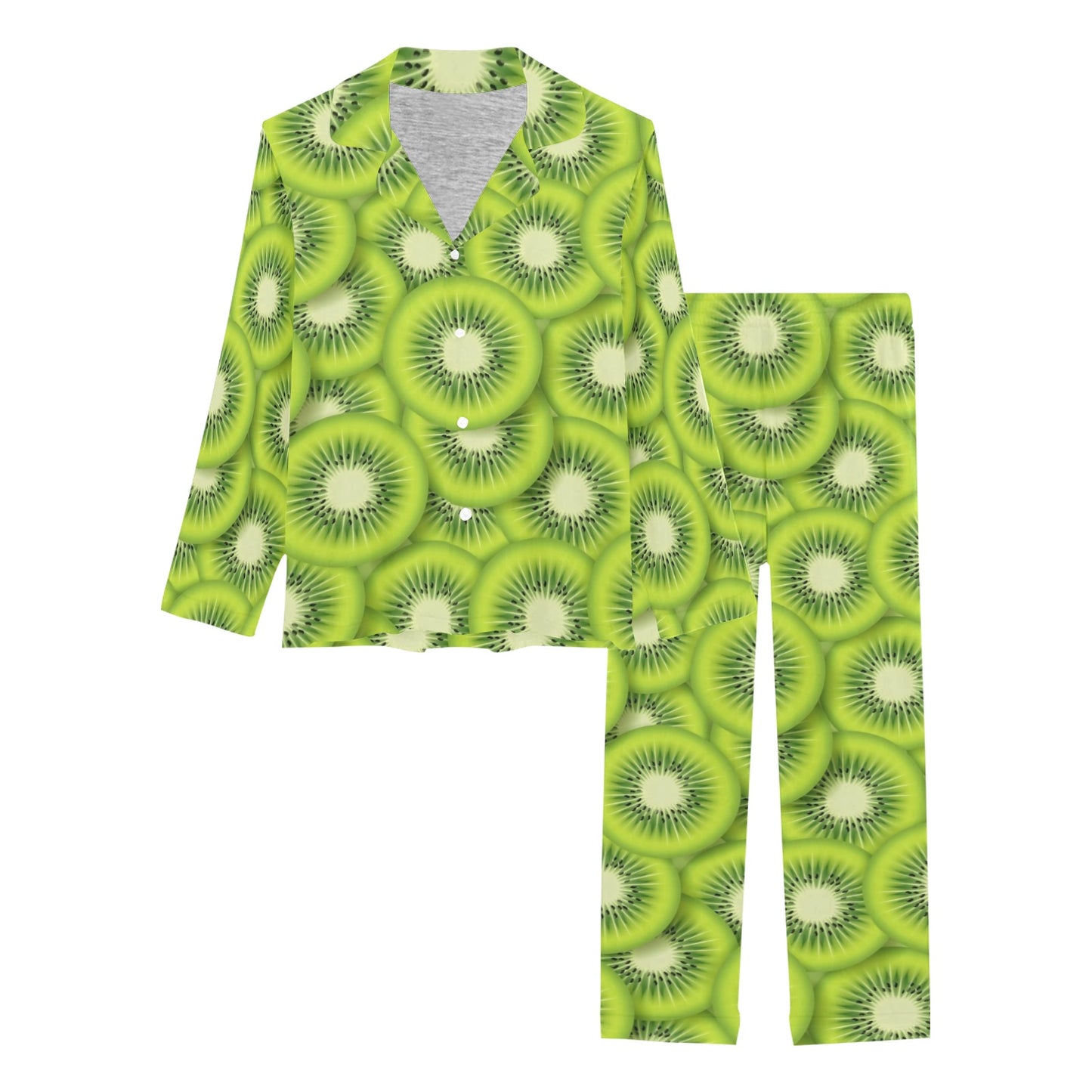 Kiwi Pattern Print Design KW01 Women's Long Pajama Set