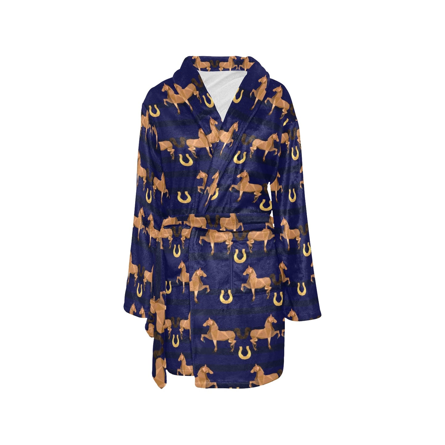 Horse Luxury Themed Pattern Print Women's Fleece Robe