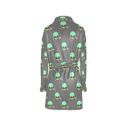Alien Pattern Print Design 02 Women's Fleece Robe
