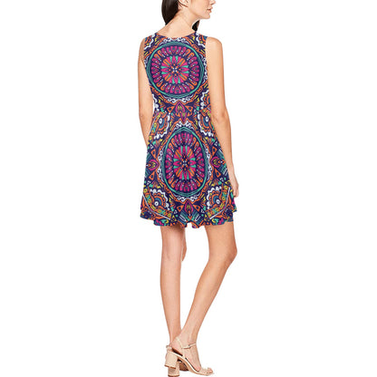 Boho Pattern Print Design 06 Sleeveless Dress