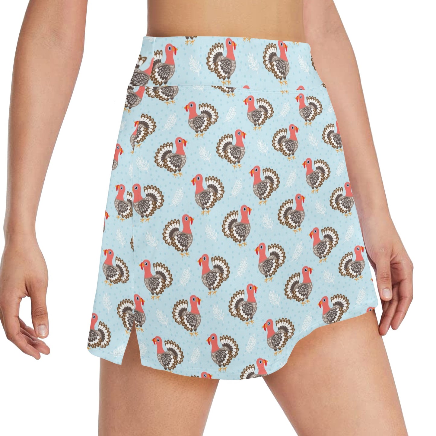 Turkey Print Design LKS403 17" Golf & Pickleball Skort with Pockets