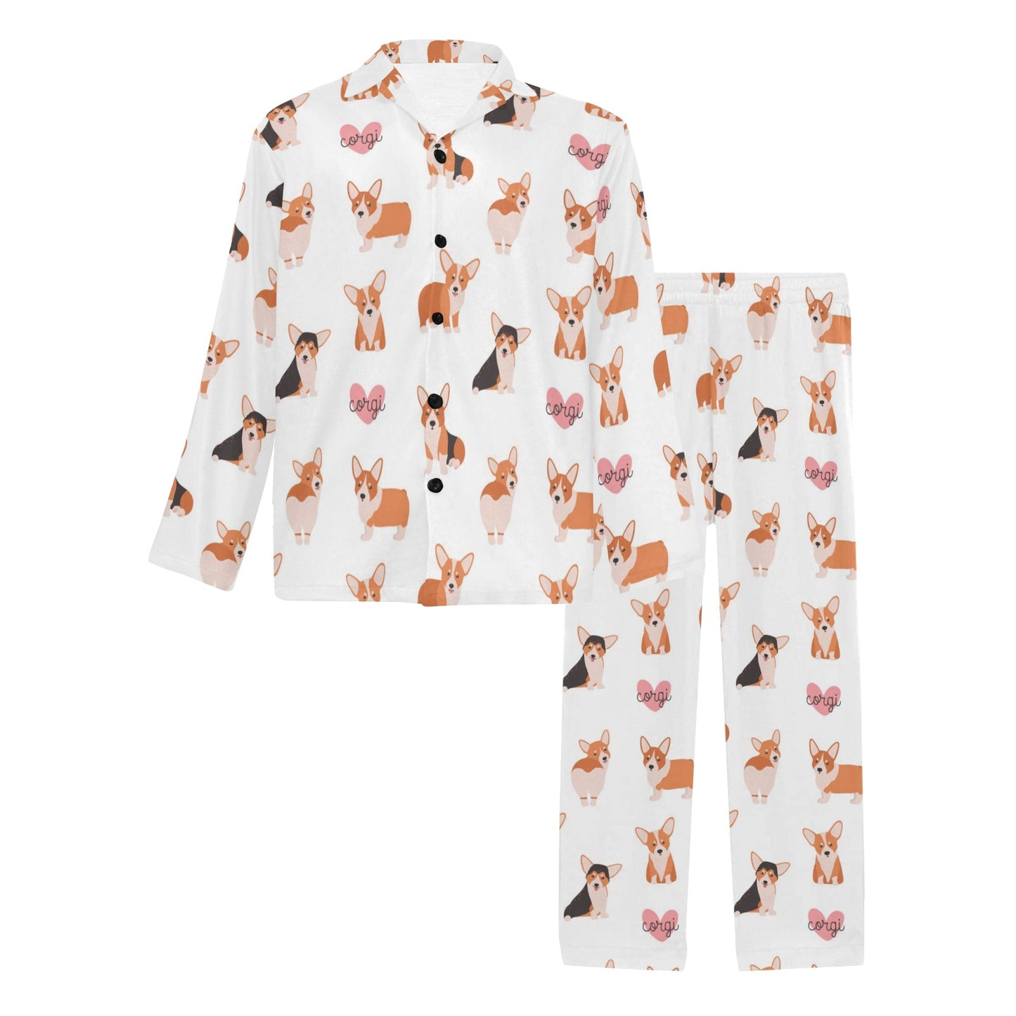 Cardigan Welsh Corgis Pattern Print Design 02 Men's Long Pajama Set