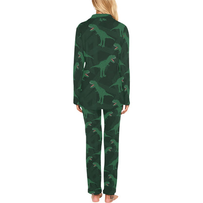 T Rex Pattern Print Design A06 Women's Long Pajama Set