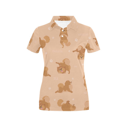 Pomeranians Pattern Print Design A06 Women's Polo Shirt
