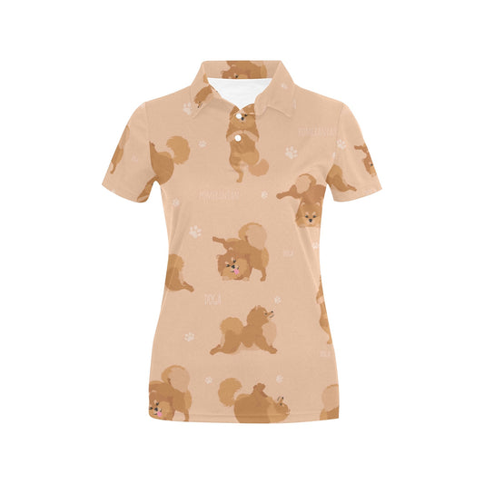 Pomeranians Pattern Print Design A06 Women's Polo Shirt