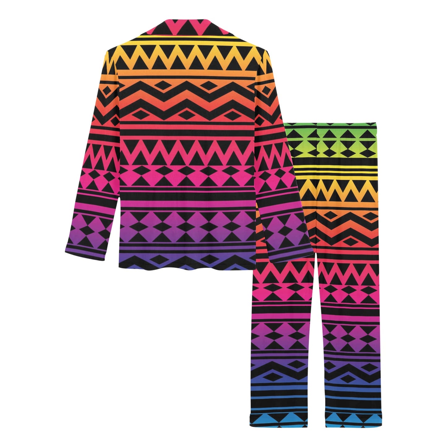 Rainbow Tribal Pattern Print Design A02 Women's Long Pajama Set