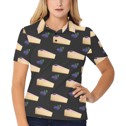 Cheesecake blueberry Pattern Print Design CK01 Women's Polo Shirt
