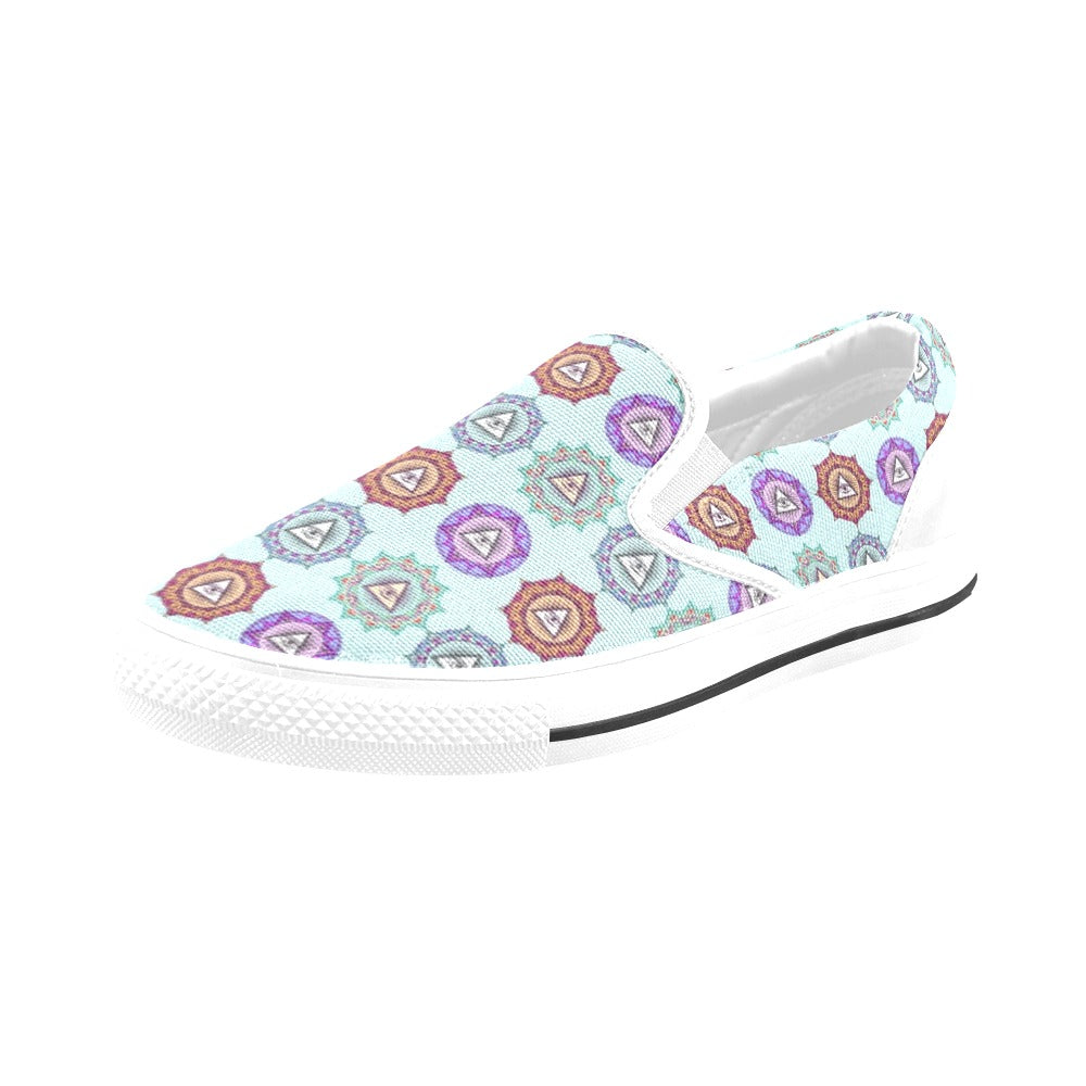 Third Eye Print Design LKS302 White Slip Ons Canvas Women's Shoes