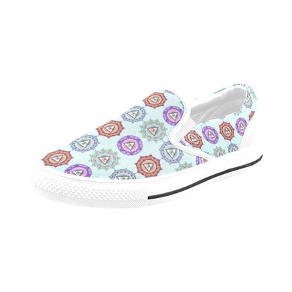 Third Eye Print Design LKS302 White Slip Ons Canvas Women's Shoes