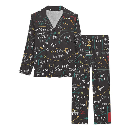 Math Pattern Print Design 04 Women's Long Pajama Set