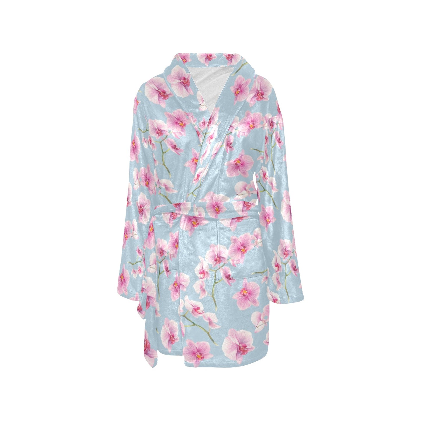 Orchid Pattern Print Design A01 Women's Fleece Robe