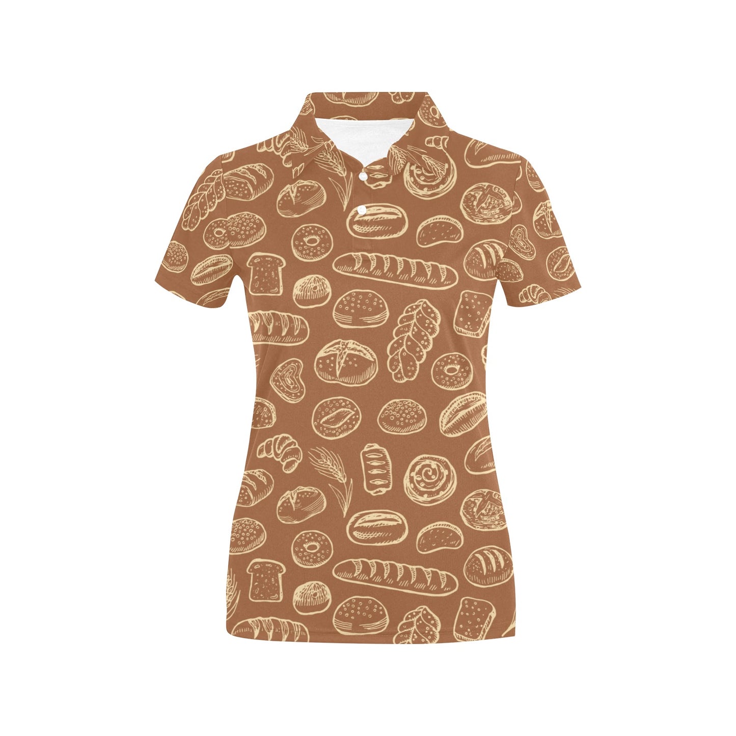 Bread Pattern Print Design 03 Women's Polo Shirt