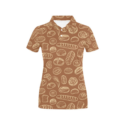 Bread Pattern Print Design 03 Women's Polo Shirt
