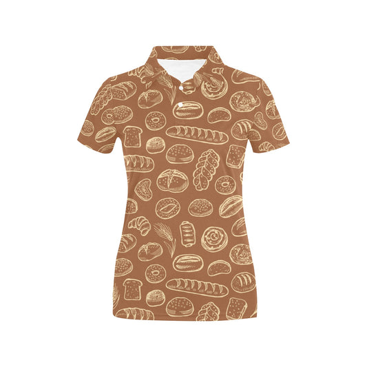 Bread Pattern Print Design 03 Women's Polo Shirt