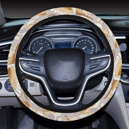 Seashell Print Design LKS309 Steering Wheel Cover with Elastic Edge