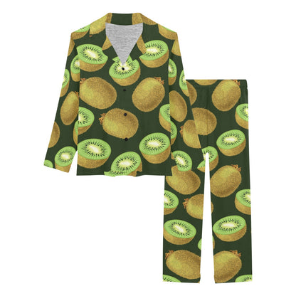 Kiwi Pattern Print Design KW04 Women's Long Pajama Set