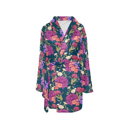 Dahlia Pattern Print Design DH01 Women's Fleece Robe