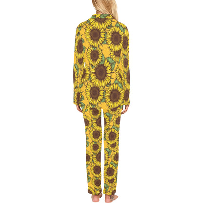Sunflower Pattern Print Design SF04 Women's Long Pajama Set