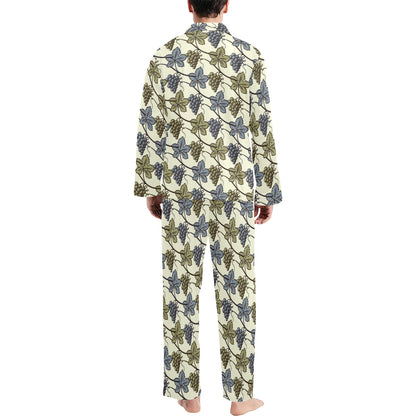 Grape Pattern Print Design GP03 Men's Long Pajama Set