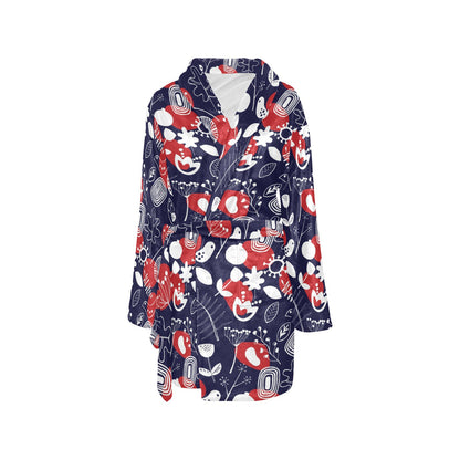 Nordic Pattern Print Design A02 Women's Fleece Robe