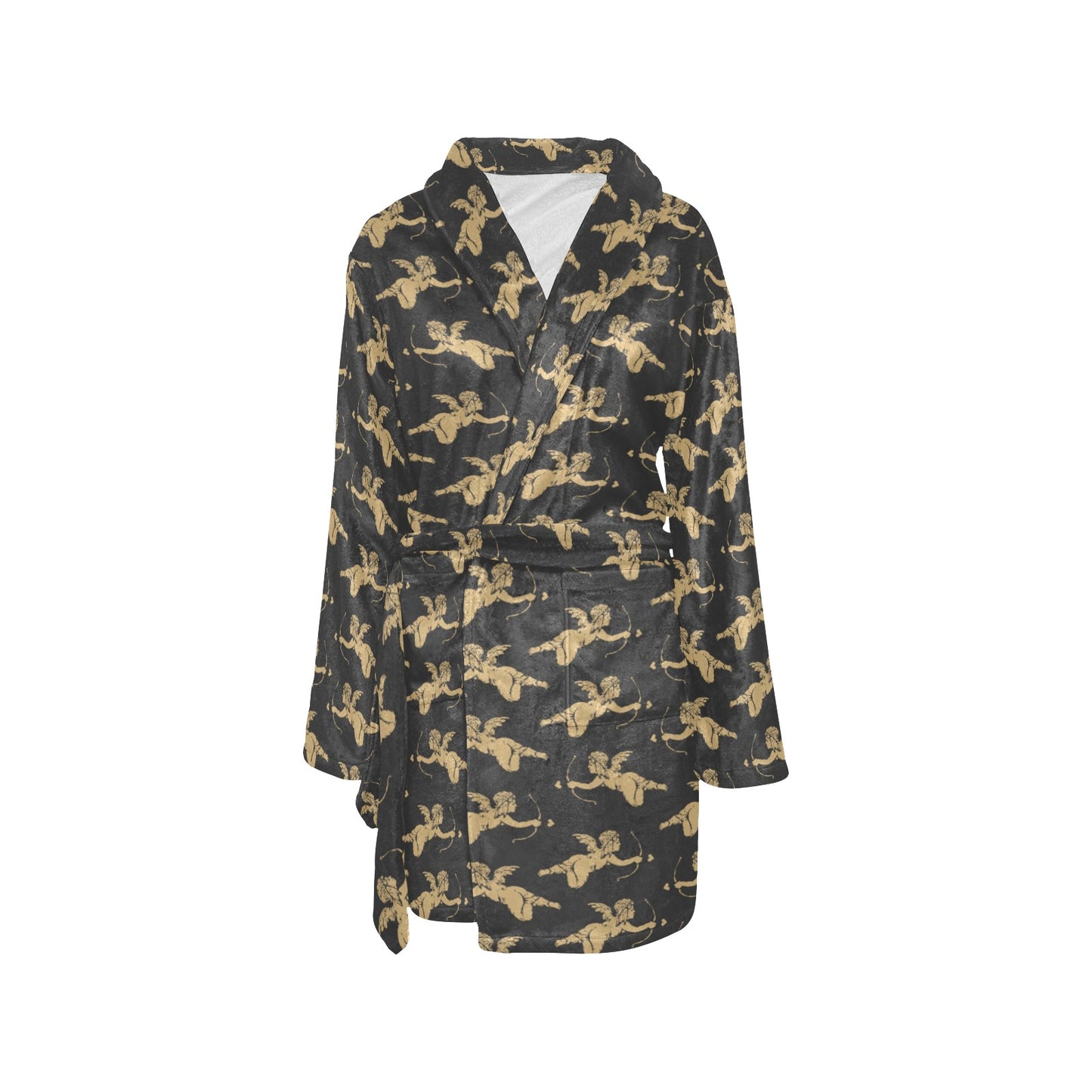 Cupid Pattern Print Design 02 Women's Fleece Robe