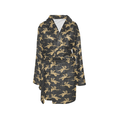 Cupid Pattern Print Design 02 Women's Fleece Robe
